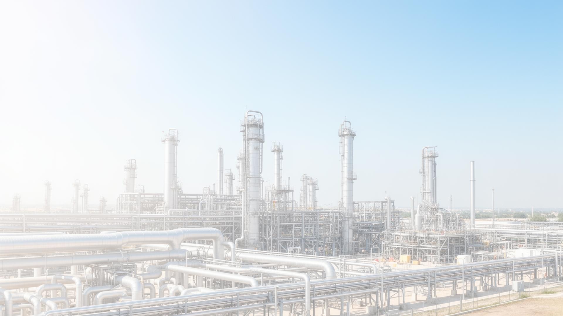 Industrial mechanical construction site with welders and large pipelines